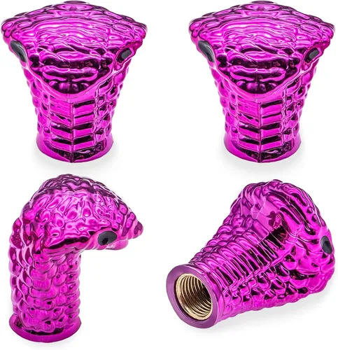 Miniatura 25 de 4 tapones de válvula de neumático estilo calavera, con anillo de goma O, cubiertas universales de vástago de válvula de neumático de núcleo de cobre