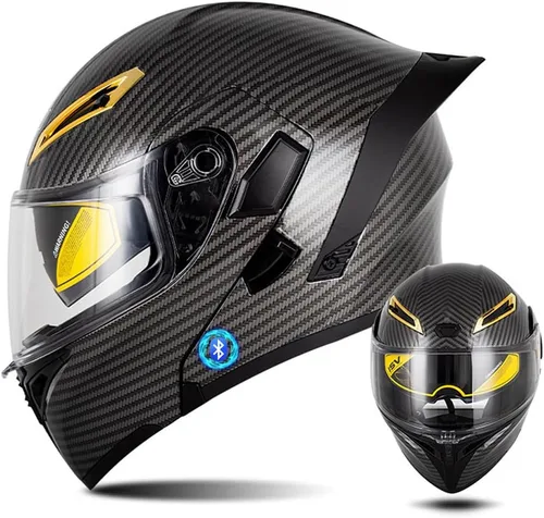 Miniatura 8 de Casco de motocicleta Bluetooth modular, casco moto plegable con visera interior, visera solar, doble lente de seguridad, casco aprobado por DOT