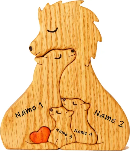 Miniatura 8 de Figura familiar de animales de madera personalizada con 1-8 nombres, bloques de nombres personalizados de animales para abrazar, regalos de recuerdo