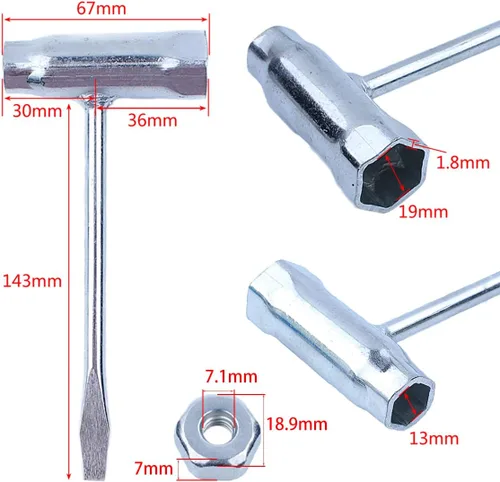 Miniatura 3 de Adefol Llave de motosierra de 0.512 x 0.748 in con 6 tuercas de barra para Stihl 017 018 019 020 021 023 024 025 026 028 034 Piezas de repuesto