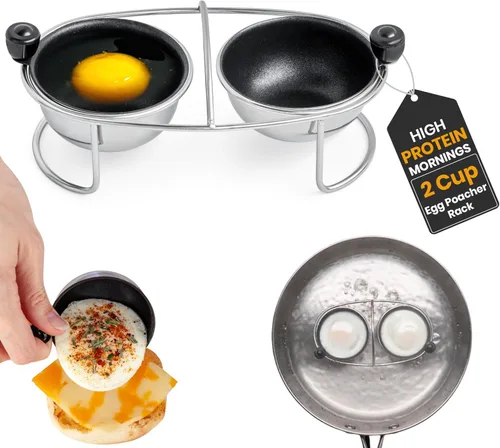 Eggssentials Inserto para cazador furtivo de huevos de acero inoxidable para cocinar huevos escalfados, taza para escalfar huevos sin PFOA,