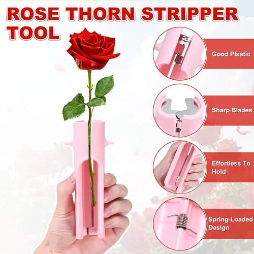 Miniatura 2 de M METERXITY Paquete de 1 herramienta peladora de espinas de rosas, pelador de espinas de hojas de tallo de rosa de metal para ramos, ramas