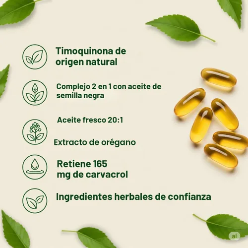 Miniatura 4 de Cápsulas blandas de aceite de orégano – 6000 mg de alta potencia con 165 mg de Carvacrol y 200 mg de aceite de semilla negra – Apoyo inmunológico 2