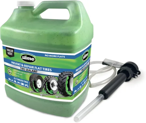 Slime 10163 Sellador de reparación de pinchazos de neumáticos desinflados, previene y repara, todos los neumáticos sin cámara para vehículos todo