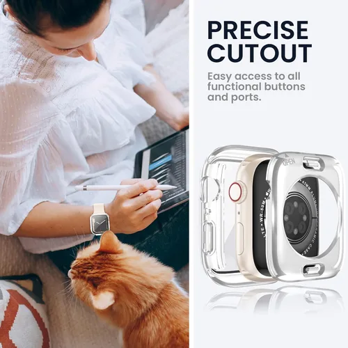 Miniatura 6 de Tensea - Funda protectora de pantalla impermeable para Apple Watch (2 en 1) para Apple Watch Serie SE 7, 5, 4, accesorios de 41 mm, iWatch protector
