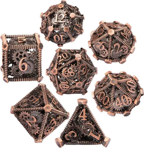 Miniatura 7 de DND - Juego de dados de metal, UBEUCK 7 piezas de dados de metal DND para cajas de juegos de mesa de Calabozos y Dragones
