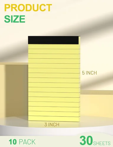 Miniatura 2 de Bloc de notas amarillos de 3 x 5 pulgadas, bloc de notas pequeños de 3 x 5, cuadernos pequeños de 3 x 5, bloc de notas forrados de 3 x 5, 10 blocs