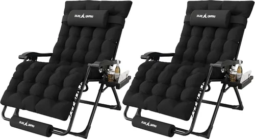 Miniatura 29 de Amopatio Silla de gravedad cero de gran tamaño, silla reclinable de 29 pulgadas de ancho, con bloqueo y reposapiés mejorados, soporte para tazas