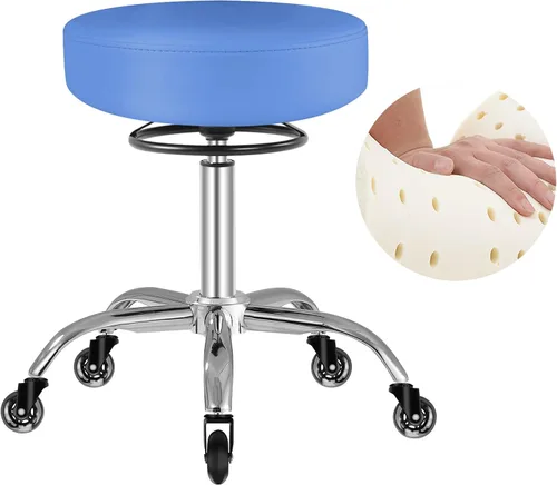 Miniatura 13 de Taburete rodante con ruedas, capacidad de peso de 400 libras, silla de pestañas resistente ajustable para tatuajes, laboratorio, masaje, spa, Negro