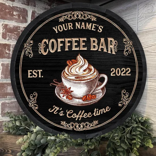 Miniatura 8 de Letrero de madera de barra de café personalizado, placa de pared para decoración de cocina, regalos personalizados para amantes del café, café 08