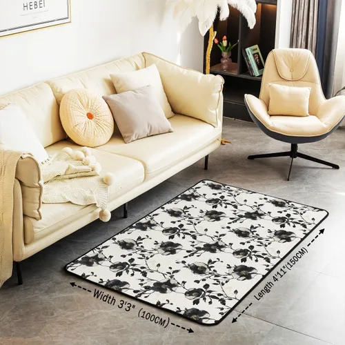 Miniatura 2 de jejeloiu Groovy Flower Area Rug 3x5 Retro Floral Boho Living Room Rugs for Bedroom 70S Hippie Groovy Flowers Bohemian Decor Carpet Psychedelic Beige