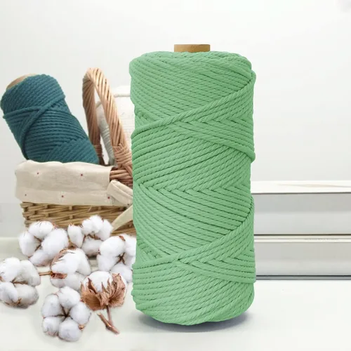 Miniatura 2 de JeogYong - Cordón de macramé de 0.157 pulgadas, cuerda natural de 4 hebras de algodón trenzado de 4 hebras para colgar en la pared, colgar plantas