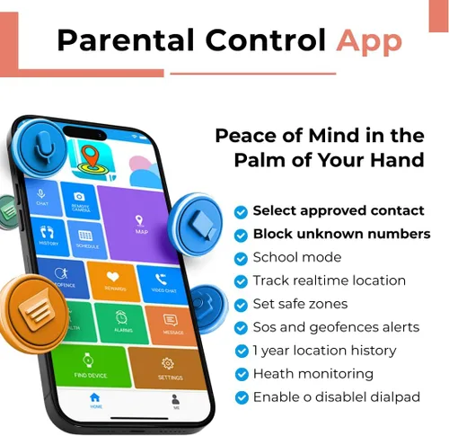 Miniatura 2 de Reloj inteligente para niños con rastreador GPS, llamadas de audio y video, alertas SOS, cámara HD, rastreador de fitness, controles parentales