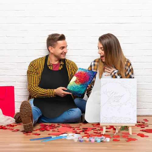 Miniatura 5 de Zhanmai 112 Piezas Kit de Sorber y Pintar para Adultos Noche de Cita Lienzo Predibujado Kit de Pintura para Parejas Pintura en Lienzo Arte