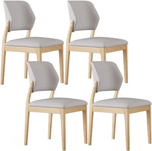 Miniatura 11 de YVYKFZD Wooden Dining Chairs Set, Leather Dining Room Chair, Upholstered Kitchen Chairs with Curved Backrest, Armless Living Room Chair, for Bedroom