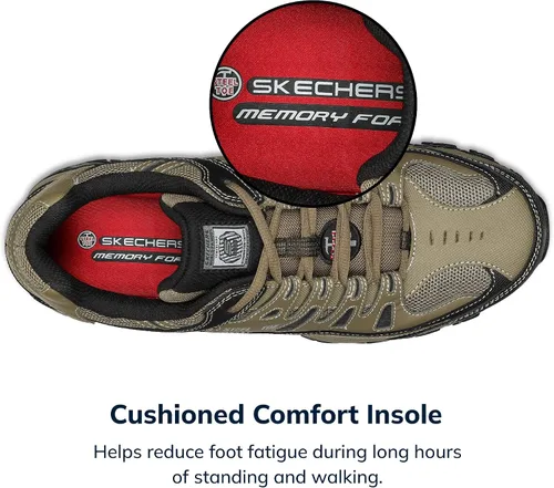Miniatura 34 de Skechers Zapatos de construcción Cankton con punta de acero para hombre, clasificación de peligro eléctrico, espuma viscoelástica