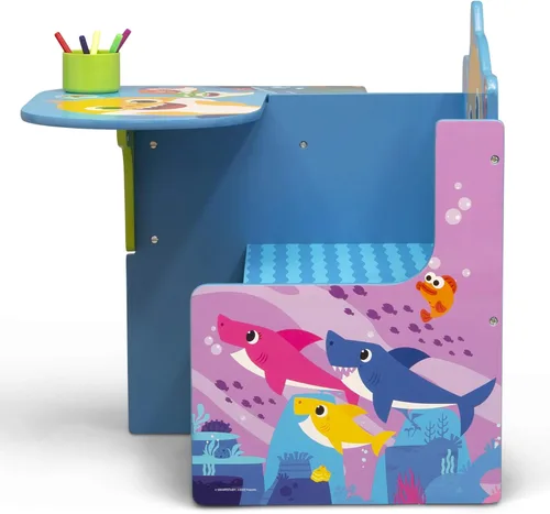 Miniatura 8 de Delta Children - Escritorio con silla y compartimento de almacenamiento + Organizador de juguetes para 6 contenedores con diseño de tiburón bebé
