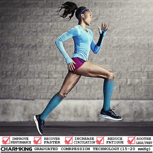 Miniatura 136 de CHARMKING - Calcetines de compresión para mujeres y hombres (3 pares), 15-20 mm Hg, el mejor apoyo para atletismo, running o ciclismo, mejora