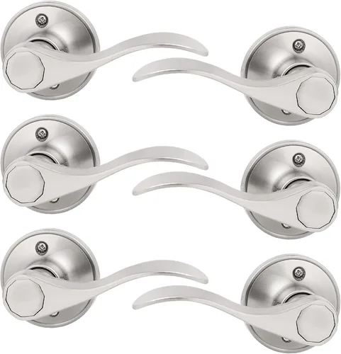Miniatura 22 de Probrico - Paquete de 2 manijas de puerta decorativas para puertas con apertura a la izquierda y derecha, estilo ondulado, con acabado de níquel