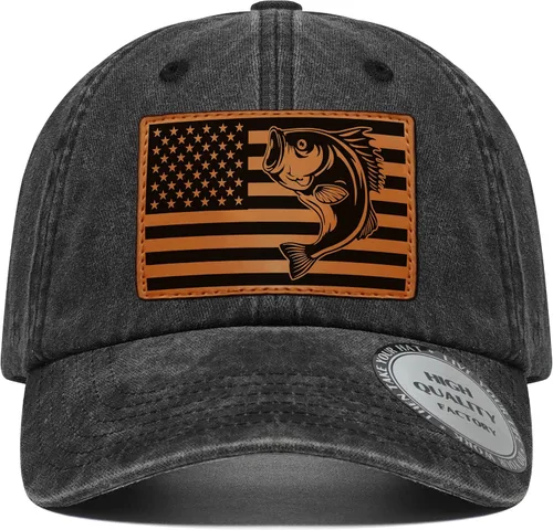 Miniatura 11 de Regalos de pesca para hombres y mujeres, sombrero único de camionero con bandera de pescador para pescador, el mejor regalo, negro/gris