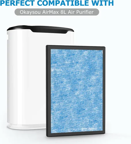 Miniatura 2 de iSingo Filtro de repuesto AirMax8L compatible con el purificador de aire Okaysou AirMax8L, filtro de carbono 3 en 1 azul y 2 en 1 con doble filtro