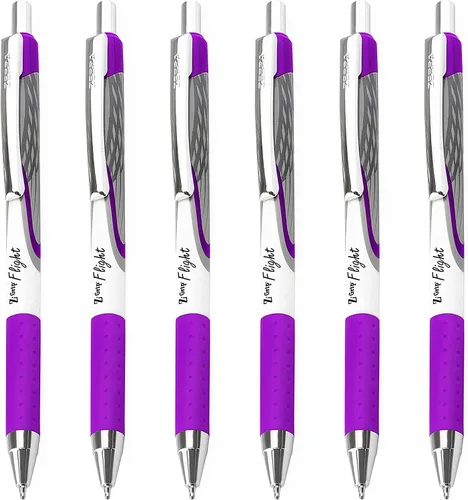 Miniatura 7 de Zebra Pen Bolígrafos clásicos Z-Grip Flight de punta gruesa de 0.047 in, paquete de 6 en embalaje de regalo (negro y morado)