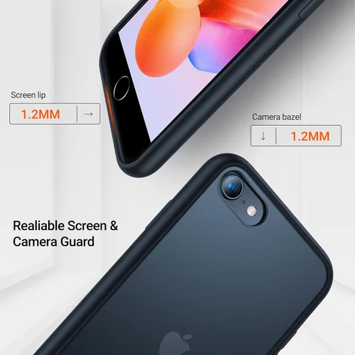 Miniatura 3 de TORRAS - Funda a prueba de golpes para iPhone SE 2022/iPhone SE 2020/iPhone 7, certificado de caída militar, parte trasera dura, semitransparente