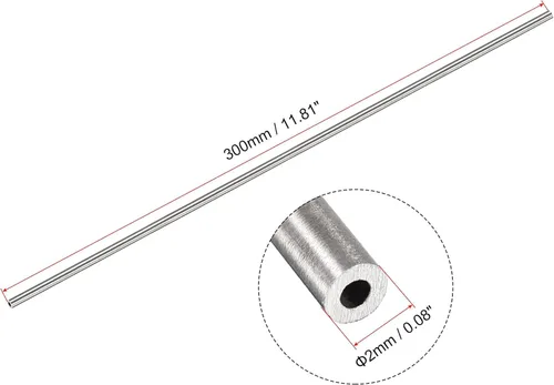 Miniatura 2 de uxcell Tubo redondo de acero inoxidable 304 0.079 in OD 0.020 in espesor de pared 11.811 in longitud 4 piezas