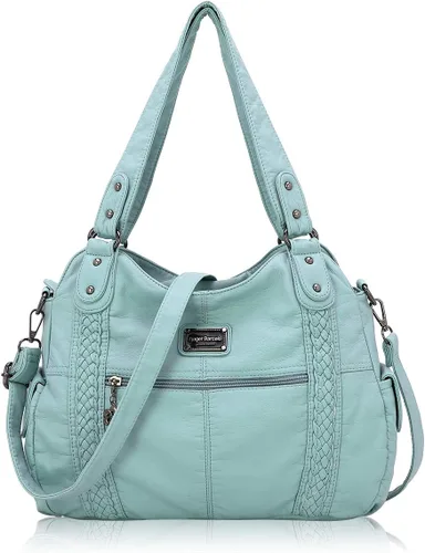 Angel Barcelo - Bolsa de hombro amplia para mujer, diseño Hobo, cuero lavado