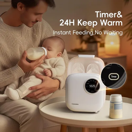 Miniatura 8 de Calentador de biberones doble 10 en 1 para leche materna o fórmula, control preciso de temperatura, temporizador, esterilización, descongelación