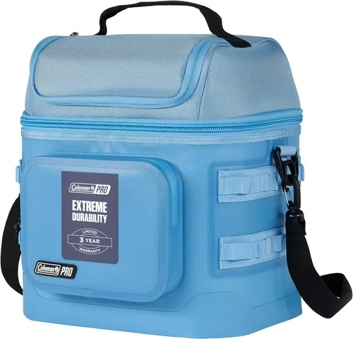 Coleman Pro Hielera Suave Premium para 24 Latas, Tapa y Cuerpo Completamente Aislados se Mantiene Frío hasta 35 Horas, Excelente para Acampar, azul