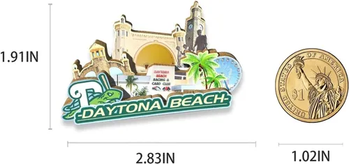 Miniatura 3 de Imán de Daytona Beach de los E.E.U.U. Imán de nevera 3D de madera Monumentos de viaje coleccionables, recuerdos, decoración hecha a mano 2