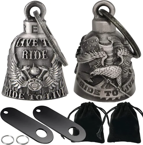 Miniatura 5 de Dream Apparel Paquete de 2 campanas de motocicleta, ángel de la guarda para motociclista, hombres y mujeres, montar con perchas, Drive Away Gremlins