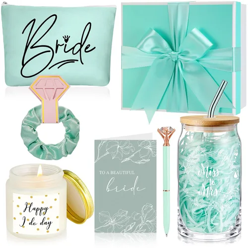 Miniatura 11 de Irenare Regalos de boda, regalo de despedida de soltera para novia, incluye vaso con forma de Sra. Can con bolsa de maquillaje con pajilla