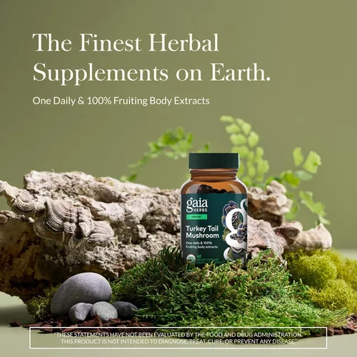Miniatura 2 de Gaia Herbs Hongo de cola de pavo – Suplemento tradicional de apoyo inmunológico y salud hepática* – con extracto corporal fructífero orgánico