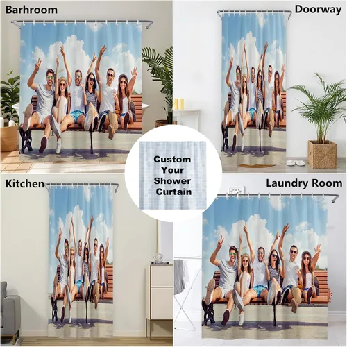 Miniatura 6 de Cortina de ducha personalizada, cortinas de ducha con foto personalizada, cortina de ducha personalizada de 60 x 72 pulgadas, añade tu propia Imagen
