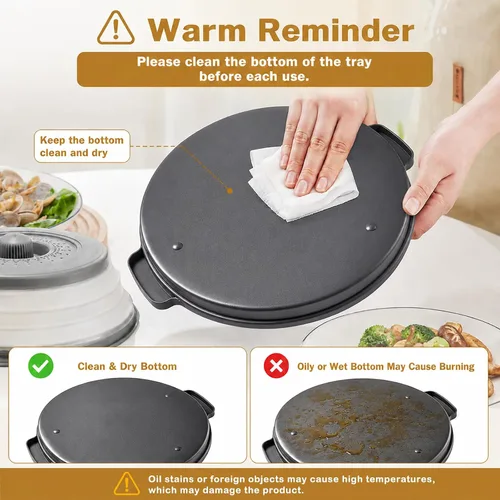 Miniatura 5 de Cubierta para microondas contra salpicaduras, cubierta de microondas para alimentos con bandeja anti-escaldadura, cubierta de placa de microondas