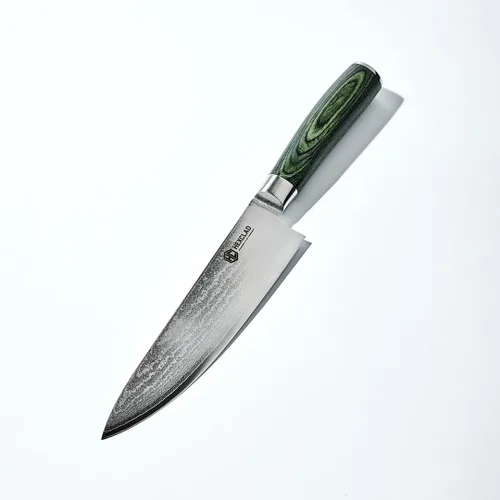 Miniatura 6 de HexClad Varilla de Afilado, Varilla de Acero Inoxidable Damasco Japonés de 9 Pulgadas, Mango de Pakkawood
