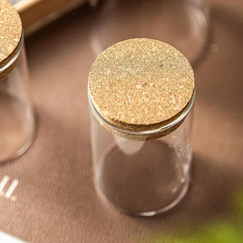 Miniatura 4 de Recipiente de almacenamiento de vidrio de 10 onzas – Tarros de vidrio herméticos con tapa de corcho, tarros de especias, tarro de caramelo, tarros
