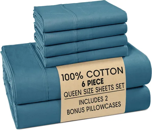 Miniatura 65 de Casa Platino Sábanas de cama individual XL, sábanas de 100 % algodón con 2 fundas de almohada, tejido percal crujiente y sensación acogedora, verde
