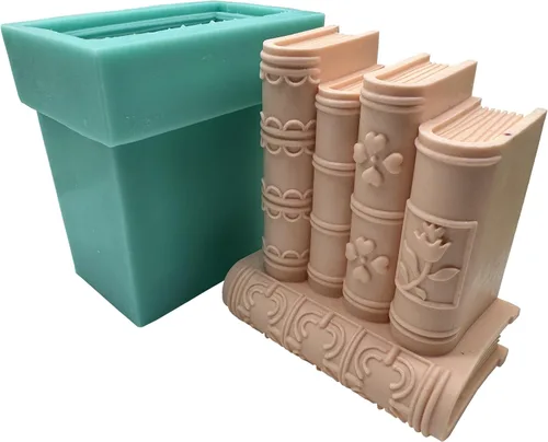 Miniatura 18 de Molde de jabón de silicona de dos libros, moldes de cera de vela hechos a mano, molde de silicona para pastel de mousse de chocolate, gelatina