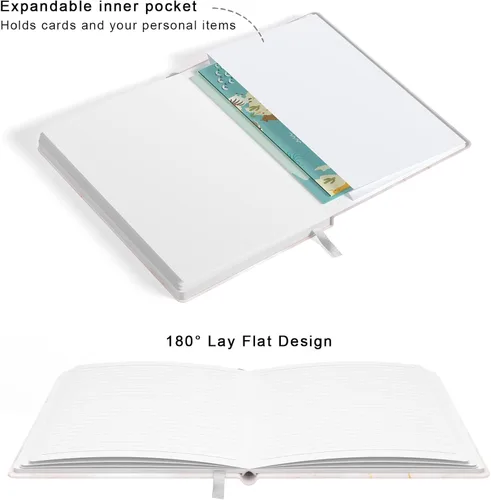 Miniatura 4 de Cuaderno rayado, tapa dura de mármol rosa, tamaño mediano de 5.7 x 8.4 pulgadas, 160 páginas de papel grueso, bonito cuaderno estético A5 con rayas