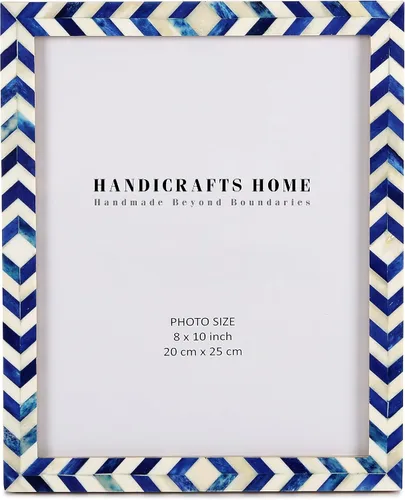 Miniatura 15 de Handicrafts Home Marco de fotos de mosaico chevron – Marco de fotos hecho a mano con incrustaciones de hueso de 4 por 6 para decoración de mesa