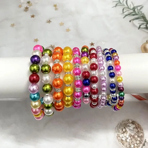 Miniatura 5 de 400 cuentas de perlas de satén de 0.315 pulgadas (0.315 in) redondas sueltas de plástico para hacer joyas, aretes, pulseras, collares, llaveros