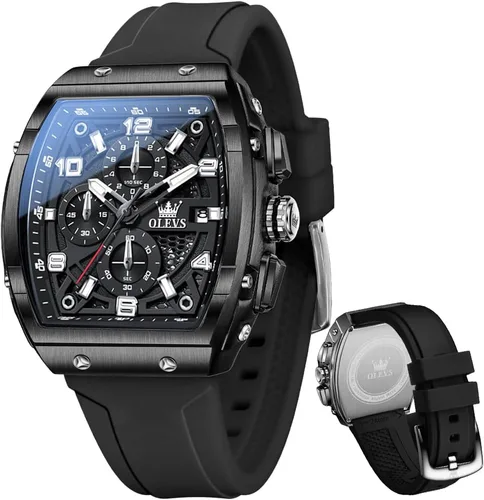 Miniatura 25 de OLEVS - Relojes para hombre, de cuero marrón, caja dorada, analógico, de cuarzo, de moda, para negocios, reloj de vestir, con fecha, luminoso