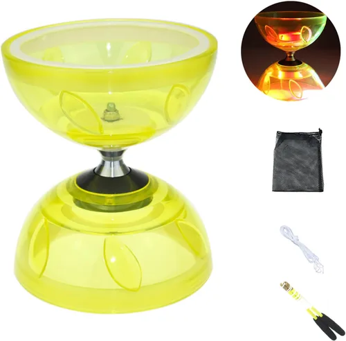 Miniatura 7 de Juego de yoyo diábolo chino – Triple rodamiento LED Diábolo yoyos juguetes malabares con palos de diablo, cuerda y bolsa de red, más fácil de Azul