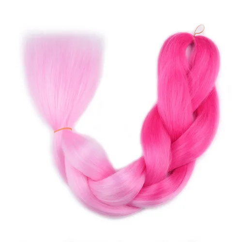 Miniatura 5 de Cabello trenzado ombré (rosa/rosa claro), 3 extensiones de cabello trenzado jumbo para trenzas de caja de 24 pulgadas, sello de agua caliente, suave