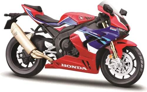 Maisto Honda CBR 1000RR-R Fireblade: Modelo de motocicleta a escala 1:12 con suspensión y soporte lateral plegable 6.7 in rojo/azul (5-20099)
