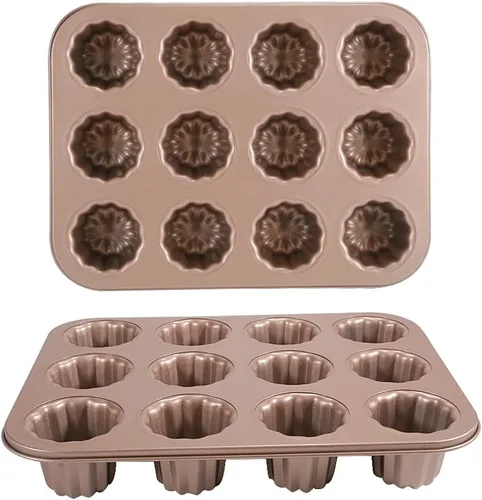 Miniatura 9 de Molde de canele antiadherente de acero al carbono con 12 cavidades, color dorado
