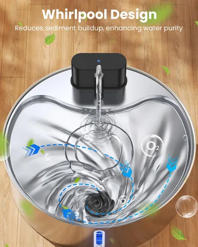 Miniatura 5 de Fuente de agua inalámbrica para perros grandes, fuente de agua de acero inoxidable de 12L/3.2 galones con sensor, bomba silenciosa, dispensador